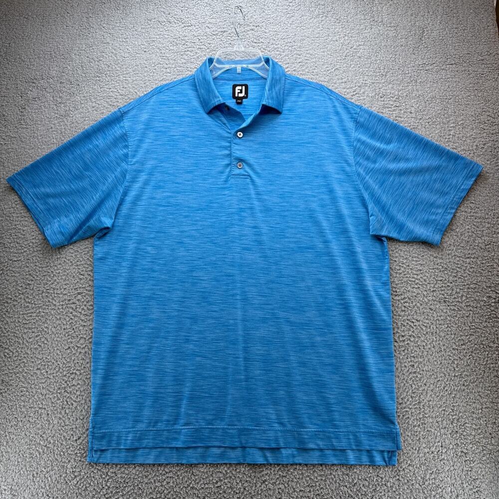 FootJoy Golf Shirt Mens XL Blue Polo Space Dye Lisle Performance Casual